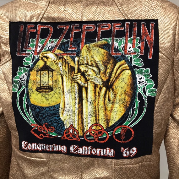 Led Zeppelin Jacket, Gold Vegan "Faux Leather" Ja… - image 3