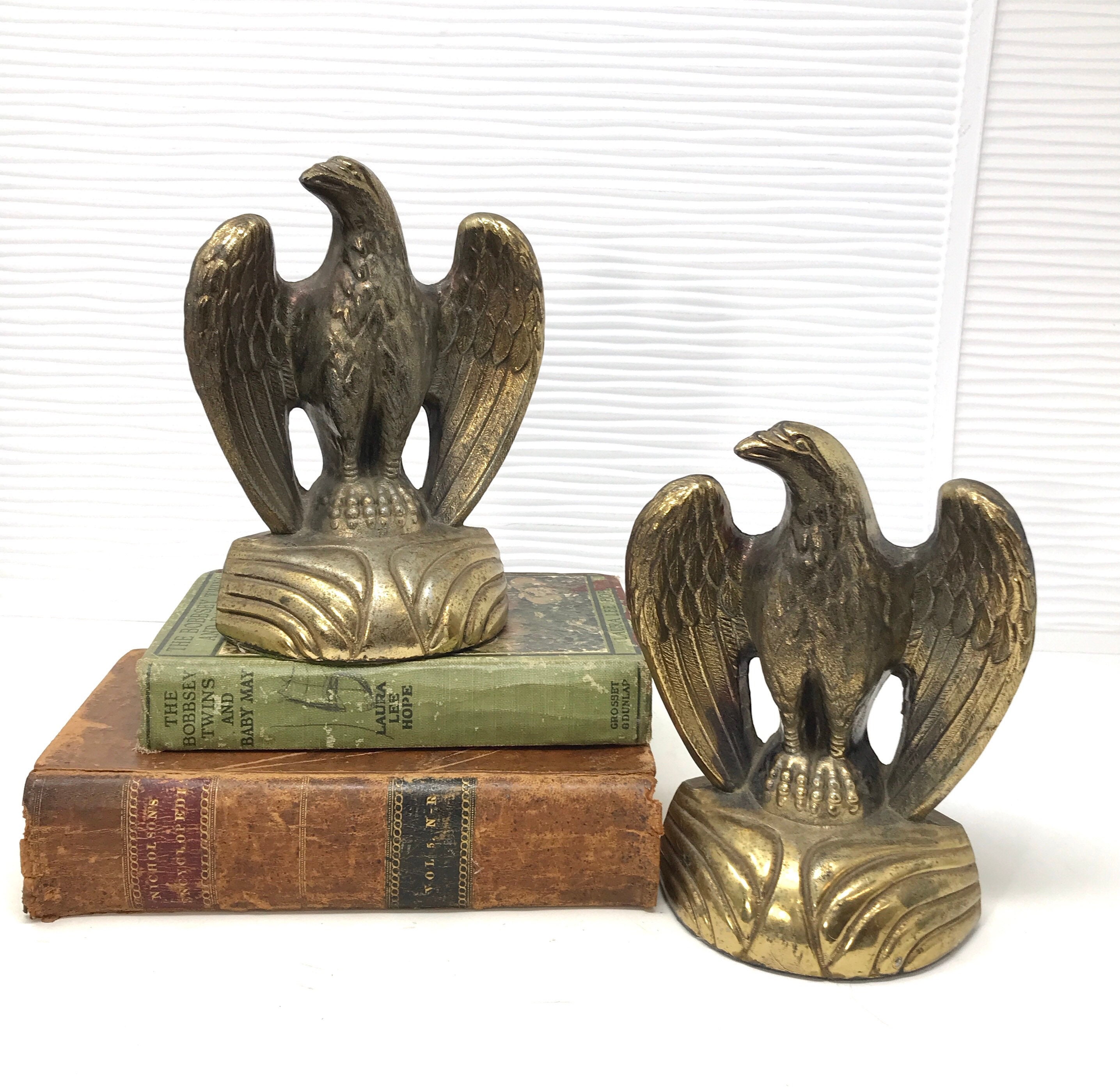 VintageVintage Brass 1776 Eagle Shaped Bookends Colonial Virginia