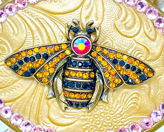 Bee Belt Buckle, Rhinestone Bee Belt Buckle, Hand… - image 7