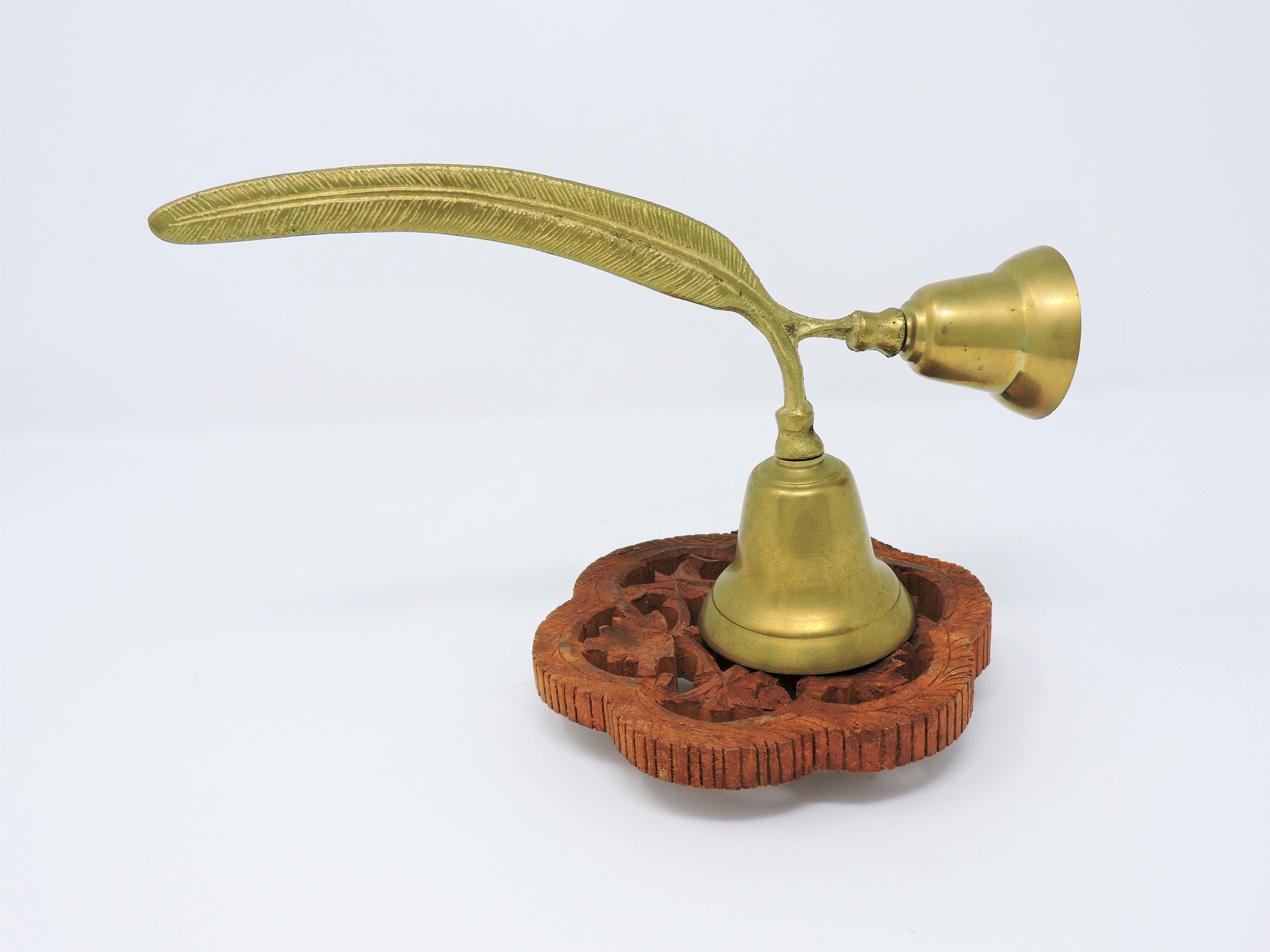 Feather Handle Double Brass Bell Made In England Vintage Bell Etsy