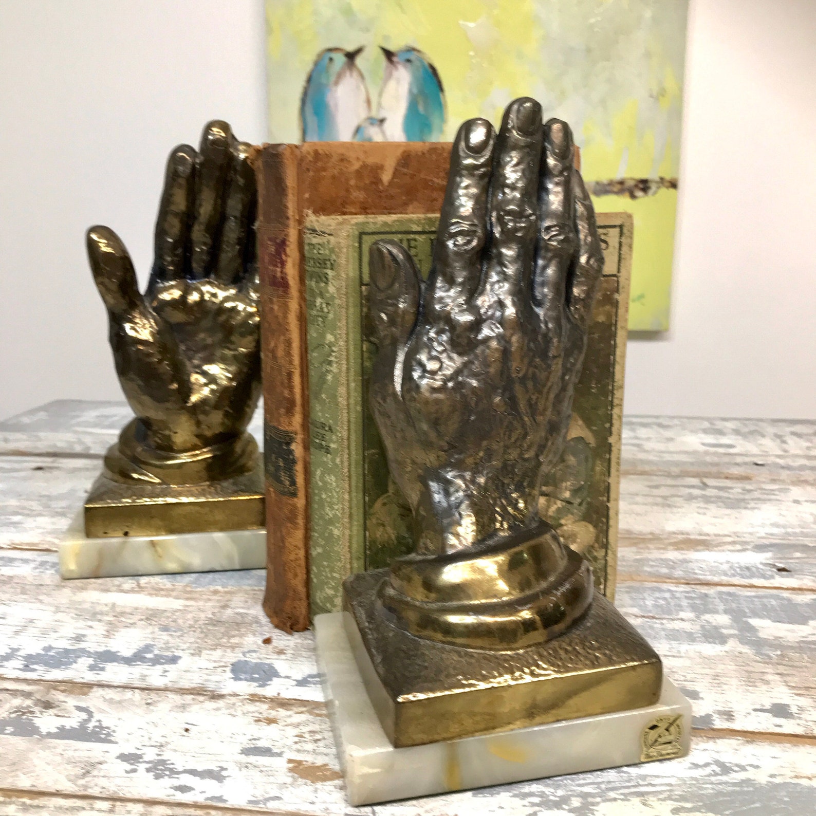Hand Bookends Praying Hands Bookends Vintage Heavy Metal Etsy