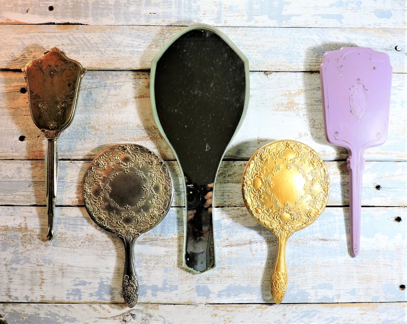 Vintage Hand Mirrors Wall Hangings Silver Gold And Vintage Hand Mirrors Wall Hangings