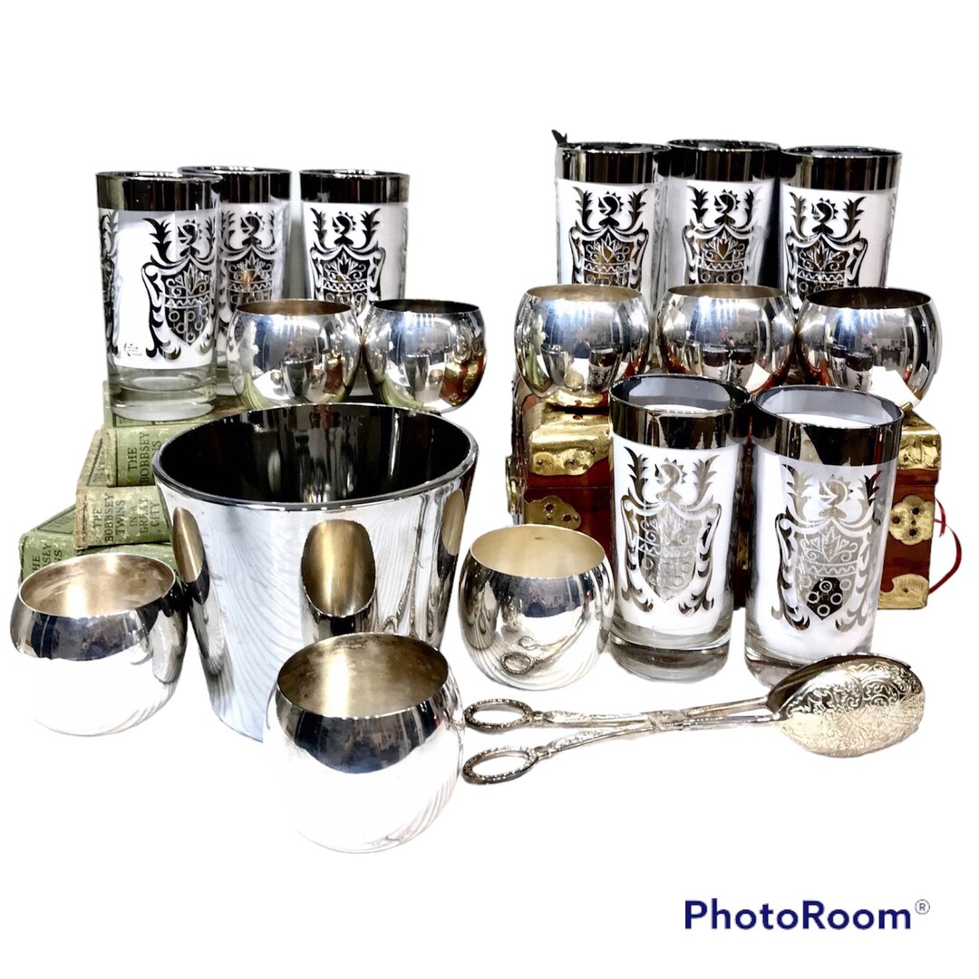 Gothic Barware 8 Silver Knights Glasses & Silver Glass Ice Etsy