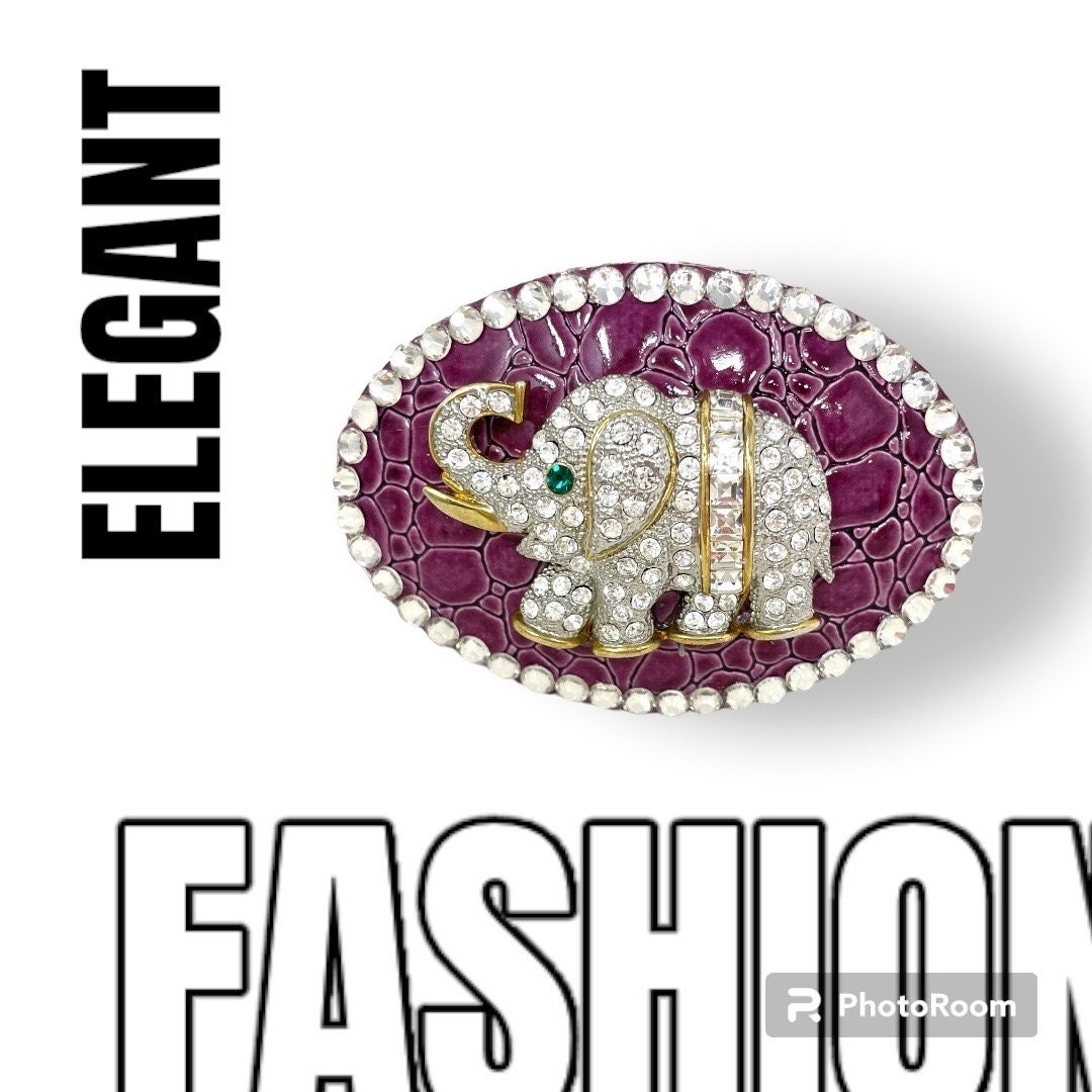 Elephant Belt Buckle, Rhinestone Elephant Buckle, Diamond Rhinestone