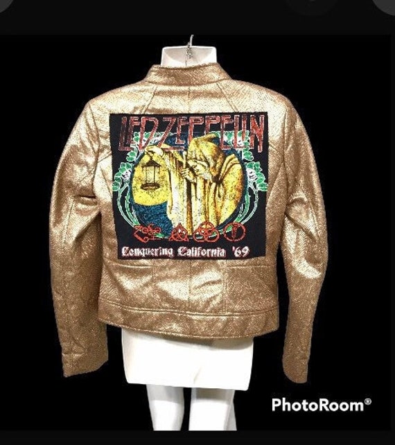 Led Zeppelin Jacket, Gold Vegan "Faux Leather" Ja… - image 8