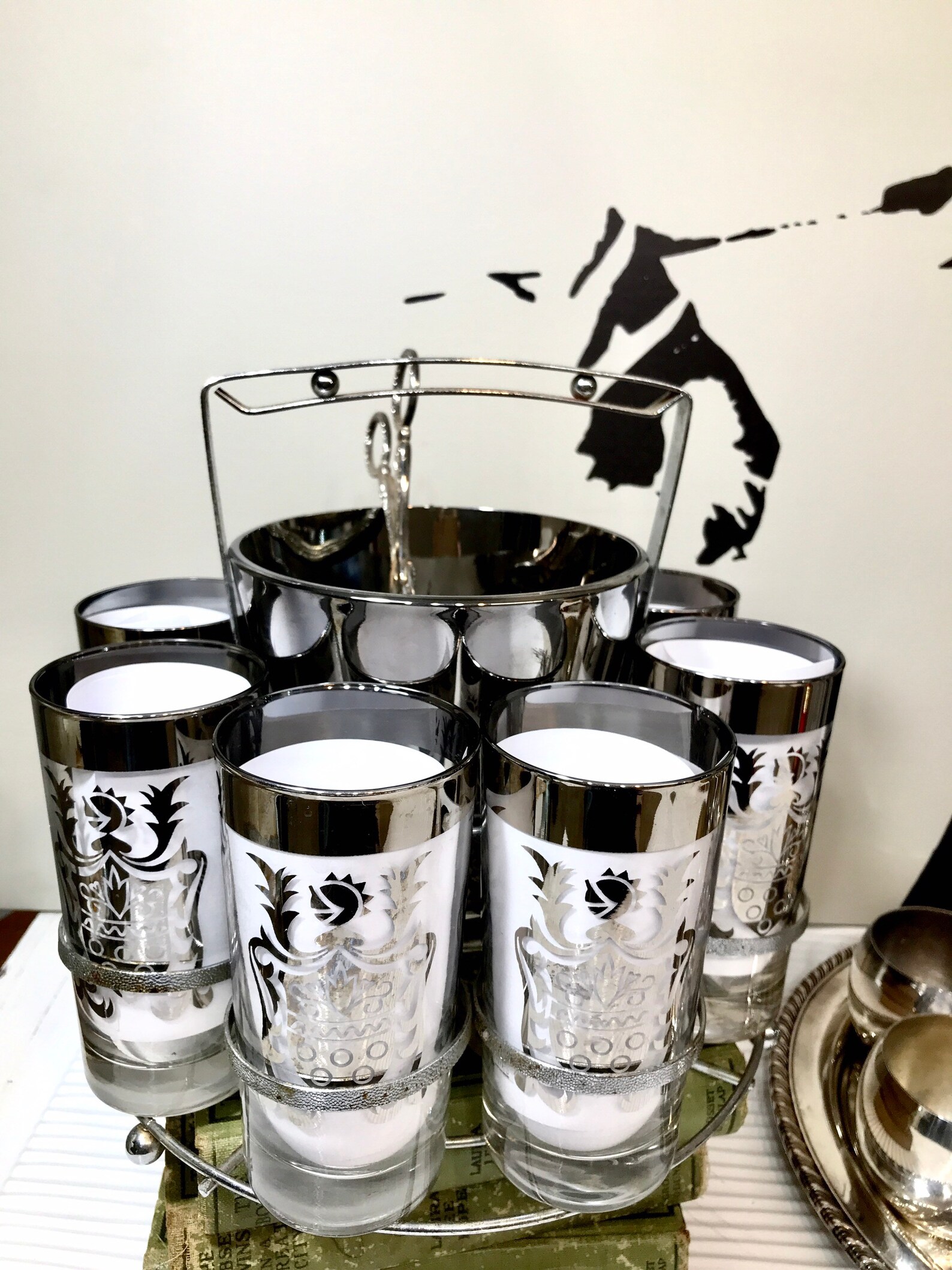 Gothic Barware 8 Silver Knights Glasses & Silver Glass Ice Etsy