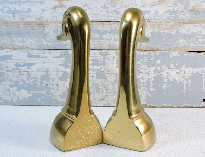 Large Duck Bookends Heavy Brass Duck/mallard Heads Vintage Etsy