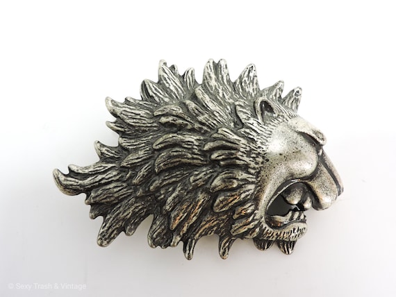 3D lion Head Solid Brass Men Belt Buckle - 4cm - King of Cocaine