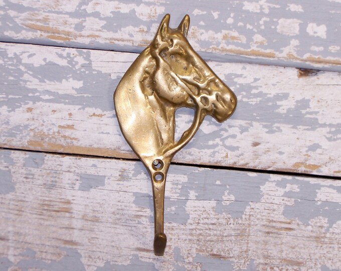 Solid Brass Metal Gold Horse Head Hook Vintage Coat Hook Etsy