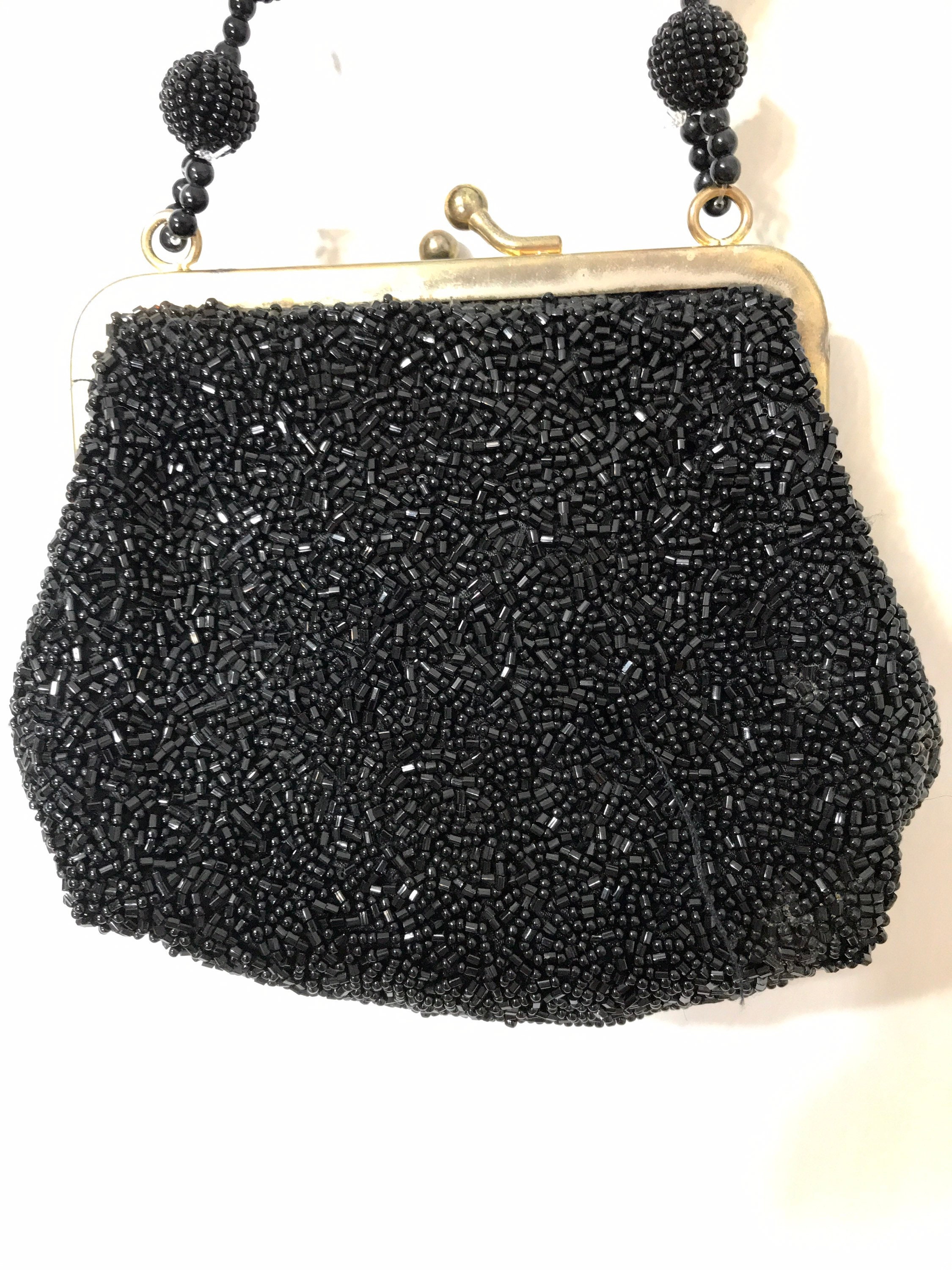 Vintage La Regale Beaded Clutch Handbag Purse Black Evening Bag Elegant  Fancy - Swedemom