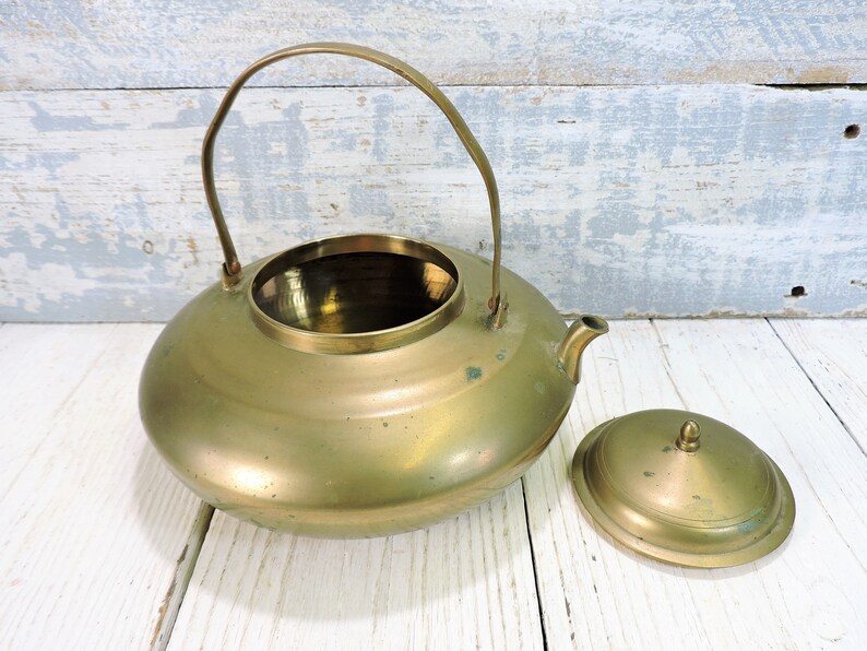 Brass Teapot Vintage Kettle with Handle Brass Fat Bottom Etsy