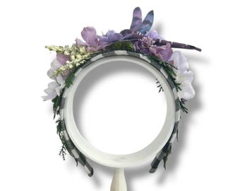 Dragonfly Headband, Flower Crown, Meadow, Cottagecore Headband, Garden Headband