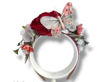 Butterfly Headband, Flower Headband, Flower Crown, Cottagecore, Wedding Fascinator
