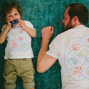 Dad and Baby Matching Shirts, Car Play Mat Shirts, Daddy Gift from Toddler, Gift for Him, Dad and Son Shirts, Car Track, First Father's Day