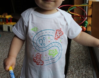 6 Month Baby Bodysuit, Space Train or Car design, Baby Clothes, Play Mat Shirt, Dad and Baby Matching Shirts, Outer Space