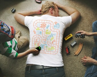 L, Train Track Shirt for Dad, Dad Gift, Grandpa Gift, Father Son Shirt, Dad and Son Gift, Train Shirt, New Dad Shirt, Gift from Son