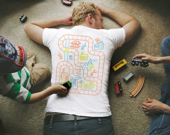 XL, Dad's Train Shirt, Grandparent Gifts, Play Mat Shirt, Gift for Him, Train Track Shirt, Boys Train Birthday, Gifts for Dad from Baby