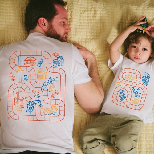 Father Son Matching Shirts Train Track 