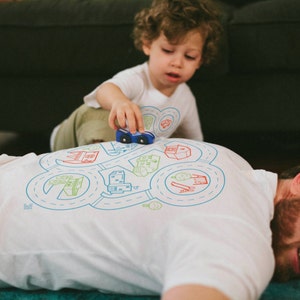 Dad and Baby Matching Shirts, Car Play Mat Shirts, Daddy Gift from Toddler, Gift for Him, Dad and Son Shirts, Car Track, First Father's Day image 2