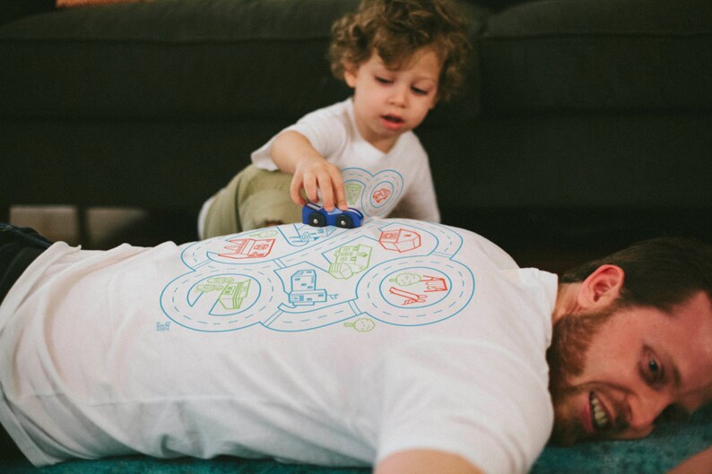 Father Son Matching Shirts, Car Shirts, Dad Gift from Baby, Play Mat Shirt, Dad Christmas Gift from Kids, Toddler Boy Clothes image 2