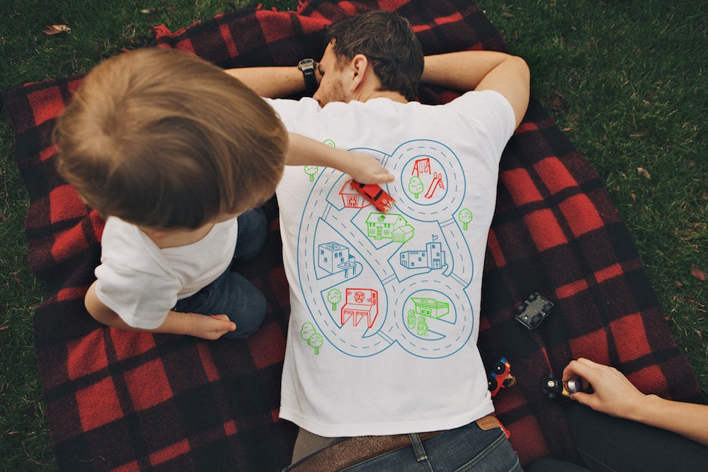 XL, Car Play Mat Shirt, Daddy Gift from Kids, Car Track Shirt, Father…