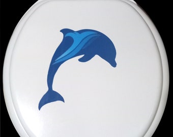 Toilet seat cover permanent vinyl decal: Dolphin. 2 styles