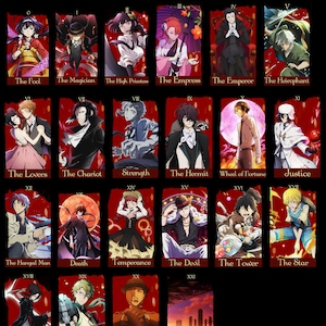 Baraja de cartas de tarot Bungou Stray Dogs de 78 cartas (Estándar lisa o lino)