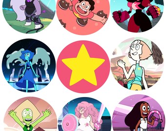 2 1/4" Steven Universe pin back button, magnet or key chain. 9 styles to choose from.