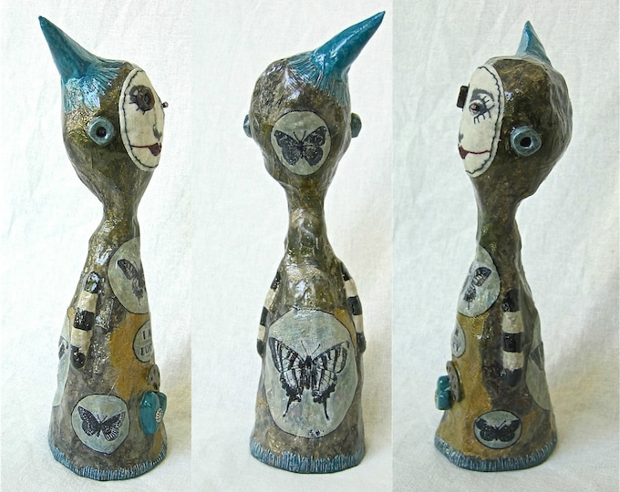 Steampunk Butterfly Good Luck Sculpture Goth Art Dollmixed Etsy