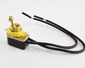 On Off Toggle Switch - Brass Plated - Steampunk Switch - Rocker Switch