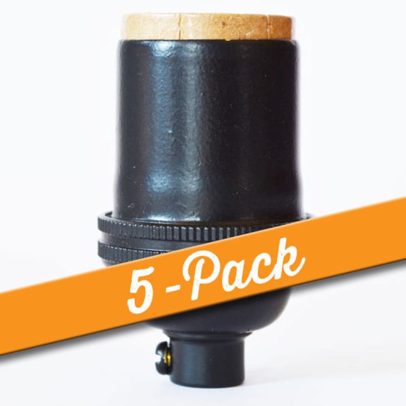 Keyed Light Socket 5-pack - Keyless Light Socket - Black Finish - Pendant Socket - Solid ...