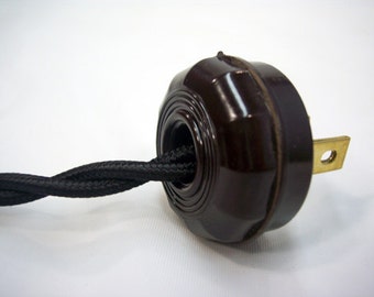 Bakelite Style Electrical Plug - 1-Plug - Antique Style - Dark Brown - 2-Prong