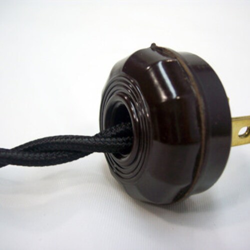 New Vintage Style Cloth Covered Electrical Cord w/ Repro Bakelite Polarized Plug 