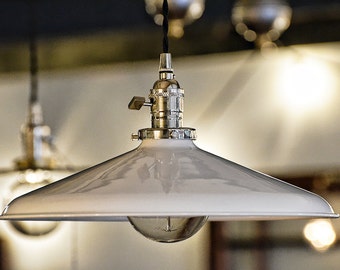 14" METAL PENDANT SHADE - Industrial Style - (White)
