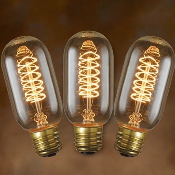 3-pack Edison Bulbs - Vintage Spiral Filament - T14 Tubular - Your Source for Lighting Supplies -Premium Quality - FREE SHIPPING