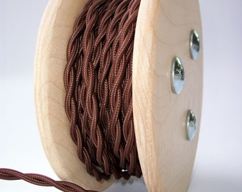 Dark Brown 25-foot Cloth Covered Cord - Twisted Wire - Vintage Style - Rewire - Steampunk - Industrial light - Desk Lamp - Restoration