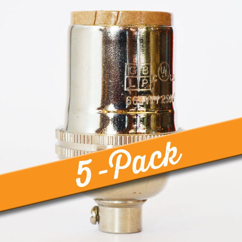 Keyed Light Socket 5-pack - Keyless Light Socket - Polished Nickel Finish - Pendant Socket ...