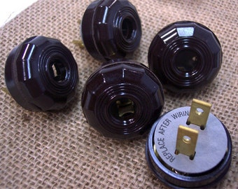 Bakelite Style Electrical Plug - Antique Style - 5-Pack - Dark Brown - 2-Prong