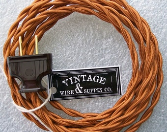 COPPER - Cloth Covered Wire - Lamp Cord - 8-ft Cordset - Vintage Style Lamp Wire - Industrial Light - Lamp - Minimalist  - Edison Lamp