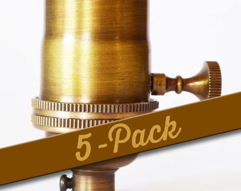 5-Pack Electrical Lamp Socket - Light Socket - Antique Brass Finish