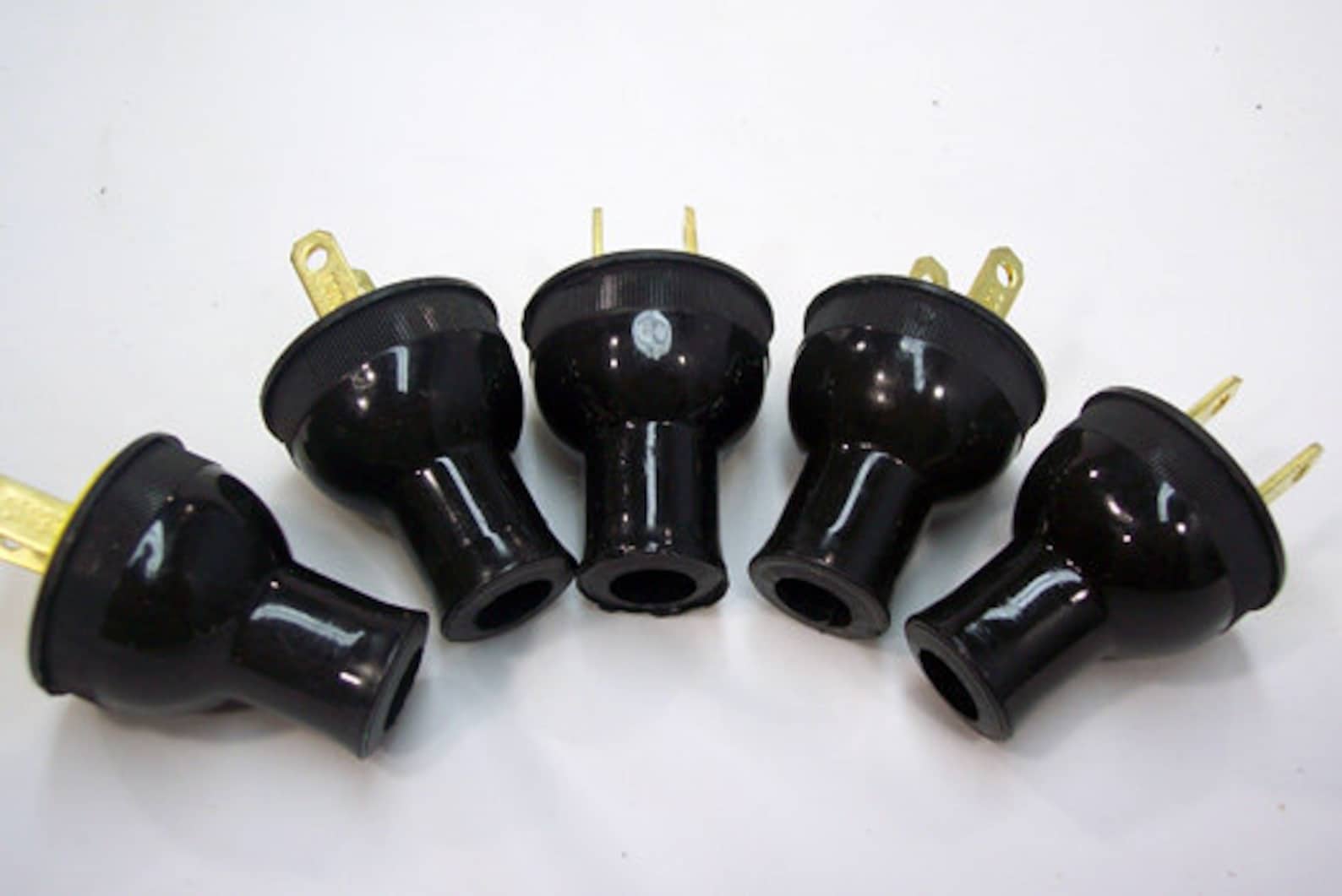 Round Electrical Plugs 5pack Vintage Style Black Etsy