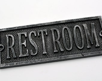 Plaque - Sign - Cast Plaque - Restroom - Door Sign - Bathroom Sign - Door Plaque - Awesome Quality - Restaurant - Vintage - Industrial