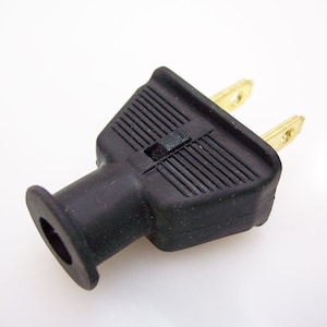Electrical Plug - Vintage Style - Black Rubber - 2-Prong