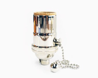 Light Socket w/Pull Chain - Polished Nickel - Superior Quality Socket -