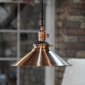 12" Thomasville Solid Copper Metal Shade - Copper - Industrial Style - Metal Shade - 12" unfinished copper Shade