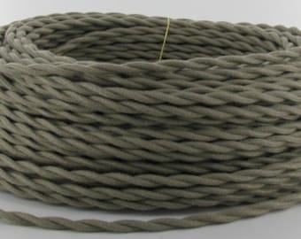 Gray Cotton 50-foot Electrical Cord - Cloth Covered Twisted Wire - Vintage Style Wire - Rewire - Steampunk - Industrial light - Desk Lamp