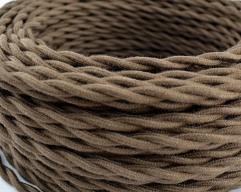 BROWN 25-ft Cloth Covered Cotton Twisted Wire - Vintage Style Wire - Rewire - Steampunk - Industrial light - Desk Lamp