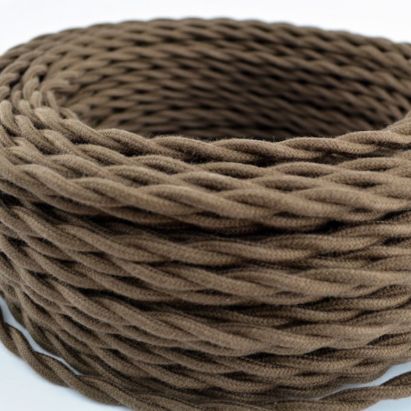 BROWN 25-ft Cloth Covered Cotton Twisted Wire - Vintage Style Wire - Rewire - Steampunk - Industrial light - Desk Lamp