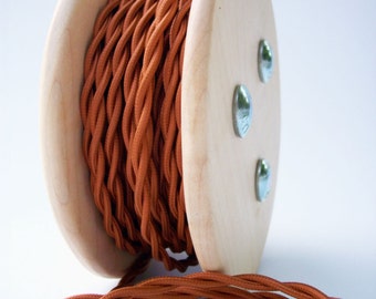 Copper 25-foot Cloth Covered Cord - Twisted Rayon Wire - Vintage Style - Rewire - Steampunk - Industrial light - Desk Lamp - Restoration