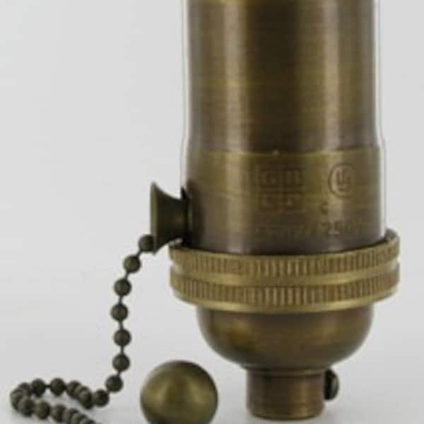 Light Socket w/Pull Chain - Antique Brass - Superior Quality Socket